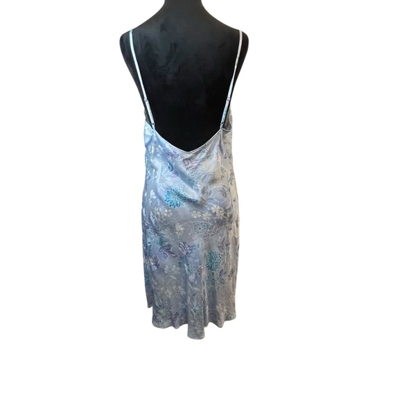 August Silk Blue Floral Lace Chemise Slip Dress Nightgown SZ L - Picture 3 of 13